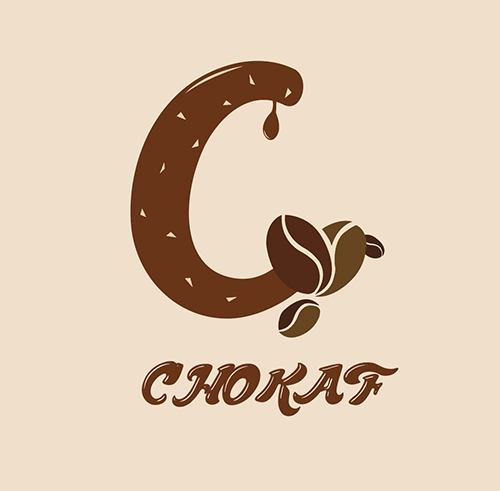 morceau de chocolat en forme de C avec des grains de café